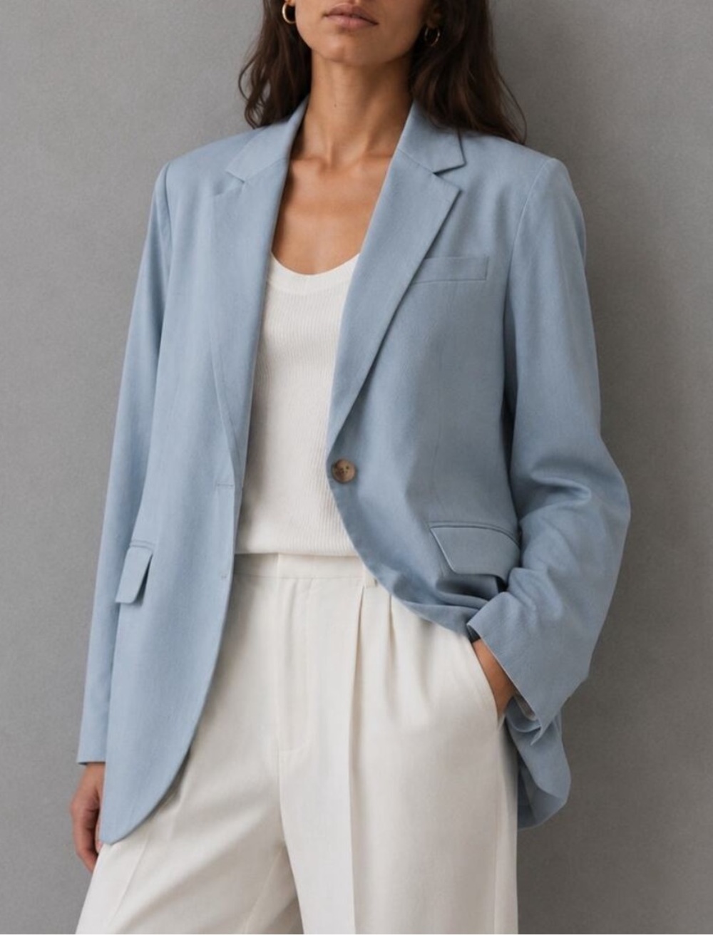 Madewell The Larsen Blazer in Drapeweave Blue Oversized Size 1X